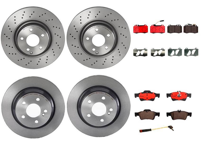 Mercedes Brakes Kit - Pads & Rotors Front and Rear (330mm/300mm) (Ceramic) 163420102041 - Brembo 1636067KIT